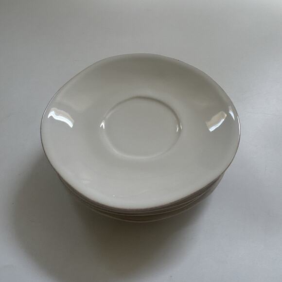 Crate & Barrel White Ceramic Teacup Espresso Saucers Set of 4 PORTUGAL - Picture 1 of 8